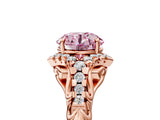 Rose gold Fancy Pink Round Cut Diamond Solitaire Ring with Hidden Halo and Pavé Band_32