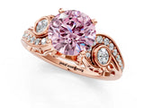 Rose gold Fancy Pink Round Cut Diamond Solitaire Ring with Milgrain Pavé Band and Four-Prong Setting_18