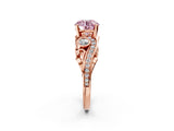 Rose gold Fancy Pink Round Cut Diamond Solitaire Ring with Milgrain Pavé Band and Four-Prong Setting_19