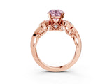 Rose gold Fancy Pink Round Cut Diamond Solitaire Ring with Milgrain Pavé Band and Four-Prong Setting_20