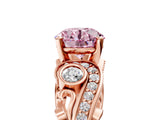 Rose gold Fancy Pink Round Cut Diamond Solitaire Ring with Milgrain Pavé Band and Four-Prong Setting_22