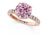 Rose gold Fancy Pink Round Cut Diamond Solitaire Ring with Pavé Band and Four-Prong Setting_18