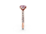 Rose gold Fancy Pink Round Cut Diamond Solitaire Ring with Pavé Band and Four-Prong Setting_19