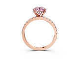 Rose gold Fancy Pink Round Cut Diamond Solitaire Ring with Pavé Band and Four-Prong Setting_20