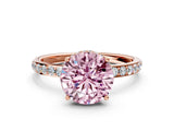Rose gold Fancy Pink Round Cut Diamond Solitaire Ring with Pavé Band and Hidden Halo_20