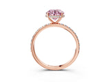 Rose gold Fancy Pink Round Cut Diamond Solitaire Ring with Pavé Band and Hidden Halo_23