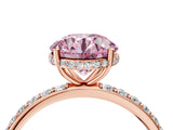 Rose gold Fancy Pink Round Cut Diamond Solitaire Ring with Pavé Band and Hidden Halo_24