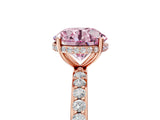 Rose gold Fancy Pink Round Cut Diamond Solitaire Ring with Pavé Band and Hidden Halo_25