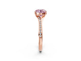 Rose gold Fancy Pink Round Cut Diamond Solitaire Ring with Pavé Band and Prong Setting_14