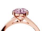 Rose gold Fancy Pink Round Cut Diamond Solitaire Ring with Pavé Band and Prong Setting_16