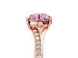 Rose gold Fancy Pink Round Cut Diamond Solitaire Ring with Pavé Band and Prong Setting_17