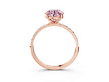 Rose gold Fancy Pink Round Cut Diamond Solitaire Ring with Pave Band and Four Prong Setting_20