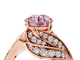Rose gold Fancy Pink Round Cut Diamond Solitaire Ring with Prong Setting and Twisted Pavé Band_4