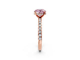 Rose gold Fancy Pink Round Cut Diamond Solitaire Ring with Round  Pavé Band and Four-Prong Setting_38
