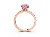 Rose gold Fancy Pink Round Cut Diamond Solitaire Ring with Round  Pavé Band and Four-Prong Setting_39