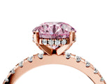 Rose gold Fancy Pink Round Cut Diamond Solitaire Ring with Round  Pavé Band and Four-Prong Setting_40