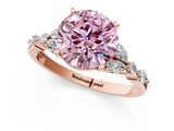 Rose gold Fancy Pink Round Cut Diamond Solitaire Ring with Side Stones and Four-Prong Setting_18