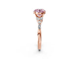 Rose gold Fancy Pink Round Cut Diamond Solitaire Ring with Side Stones and Four-Prong Setting_19