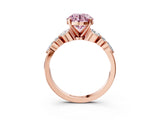 Rose gold Fancy Pink Round Cut Diamond Solitaire Ring with Side Stones and Four-Prong Setting_20