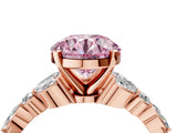 Rose gold Fancy Pink Round Cut Diamond Solitaire Ring with Side Stones and Four-Prong Setting_21
