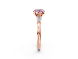 Rose gold Fancy Pink Round  Cut Diamond Solitaire Ring with Tapered Baguette Accents and Four-Prong Setting_2