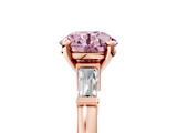 Rose gold Fancy Pink Round  Cut Diamond Solitaire Ring with Tapered Baguette Accents and Four-Prong Setting_5