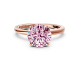Rose gold Fancy Pink Round Cut Diamond Solitaire Ring with Thin Band and Prong Setting_12