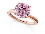 Rose gold Fancy Pink Round Cut Diamond Solitaire Ring with Thin Band and Prong Setting_13
