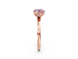 Rose gold Fancy Pink Round Cut Diamond Solitaire Ring with Thin Band and Prong Setting_14