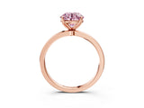 Rose gold Fancy Pink Round Cut Diamond Solitaire Ring with Thin Band and Prong Setting_15