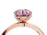 Rose gold Fancy Pink Round Cut Diamond Solitaire Ring with Thin Band and Prong Setting_16