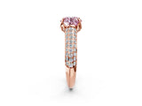 Rose gold Fancy Pink Round Cut Diamond Solitaire Ring with Three-Row Pavé Band and Four-Prong Setting_19