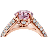 Rose gold Fancy Pink Round Cut Diamond Solitaire Ring with Three-Row Pavé Band and Four-Prong Setting_21