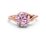Rose gold Fancy Pink Round Cut Diamond Solitaire Ring with Twist Band and Four-Prong Setting_28