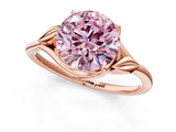 Rose gold Fancy Pink Round Cut Diamond Solitaire Ring with Twist Band and Four-Prong Setting_29