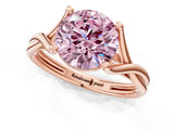 Rose gold Fancy Pink Round Cut Diamond Solitaire Twist Band Prong Setting Ring_67
