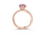 Rose gold Fancy Pink Round  Cut Diamond Solitaire with Pave Band and Four-Prong Setting 13