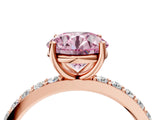 Rose gold Fancy Pink Round  Cut Diamond Solitaire with Pave Band and Four-Prong Setting 14