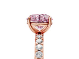 Rose gold Fancy Pink Round  Cut Diamond Solitaire with Pave Band and Four-Prong Setting 15