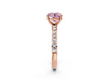 Rose gold Fancy Pink Round  Cut Diamond Solitaire with Pave Band and Four-Prong Setting 5