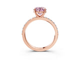 Rose gold Fancy Pink Round  Cut Diamond Solitaire with Pave Band and Four-Prong Setting 6