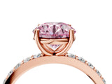 Rose gold Fancy Pink Round  Cut Diamond Solitaire with Pave Band and Four-Prong Setting 7