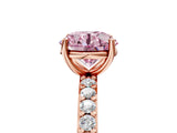 Rose gold Fancy Pink Round  Cut Diamond Solitaire with Pave Band and Four-Prong Setting 8