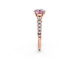Rose gold Fancy Pink Round  Cut Diamond Solitaire with Pave Band and Four-Prong Setting_2