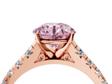 Rose gold Fancy Pink Round  Cut Diamond Solitaire with Pave Band and Four-Prong Setting_4