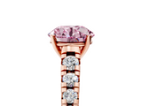 Rose gold Fancy Pink Round  Cut Diamond Solitaire with Pave Band and Four-Prong Setting_5
