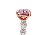 Rose gold Fancy Pink Round Cut Diamond Solitaire with Side Stones, Pave Band, Four-Prong Setting_35