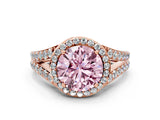 Rose gold Fancy Pink Round Cut Diamond Split Shank Halo Ring with Four-Prong Setting_17