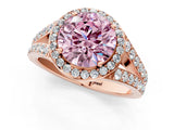 Rose gold Fancy Pink Round Cut Diamond Split Shank Halo Ring with Four-Prong Setting_18