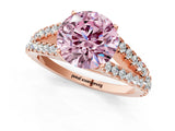 Rose gold Fancy Pink Round Cut Diamond Split Shank Pavé Engagement Ring with Four-Prong Setting_18